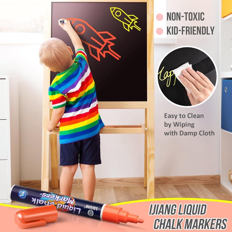 IJIANG Liquid Chalk Markers for Blackboards, Dust Free Wet-Dry Erasable - Chalk Markers with 6mm Reversible Bullet&Chisel Tip, Neon Colors for Chalkboard Signs, Whiteboard, Calendar, Window, Glass - Image 5